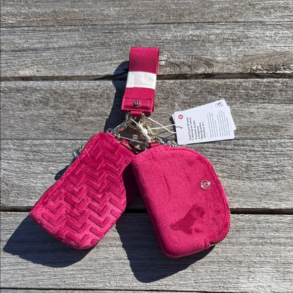 Lululemon Dual Pouch Wristlet – Monogram Velvet – Berry Rumble – NWT
